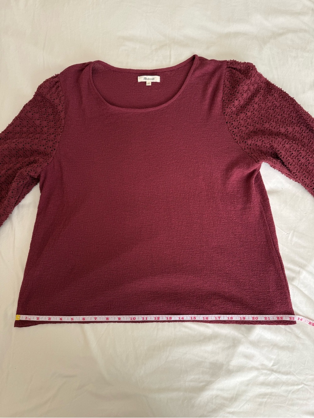 Madewell Knit Top Lace Knit Ruffle Sleeves 100% Cotton XL - Picture 8 of 14